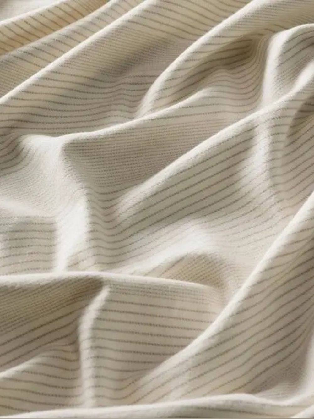 BOLL & BRANCH Flannel Fine Line Stripe Twin XL Cream/Oak Luxury Organic Cotton